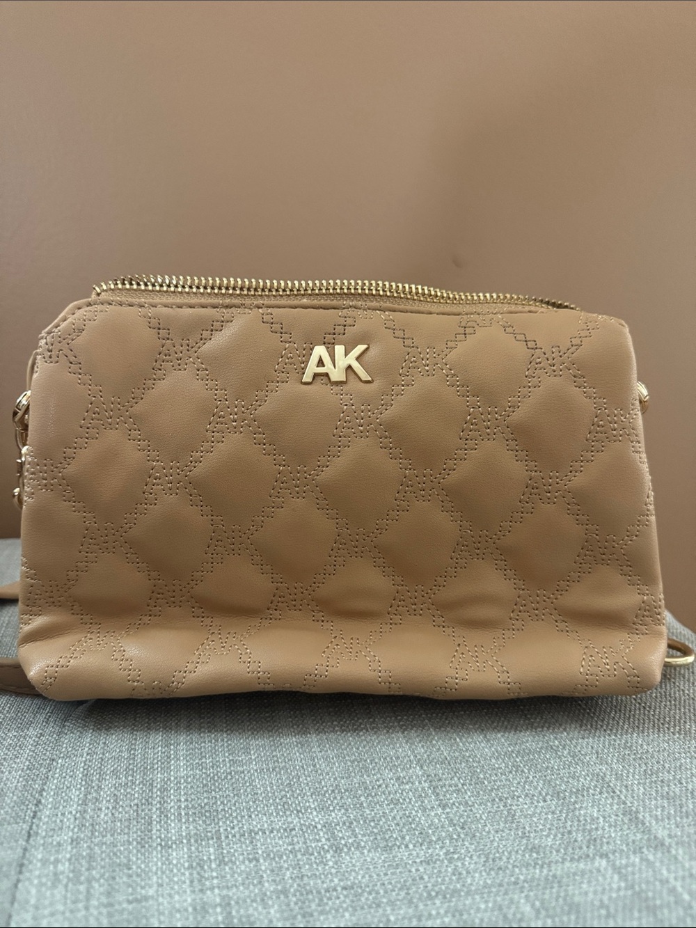Anne Klein Quilted Crossbody Bag in Tan